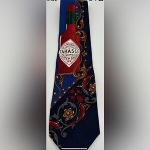 Mcillhenny Tobasco Hot Sauce Mens 100 % Silk Tie  Avery Island Blue Red